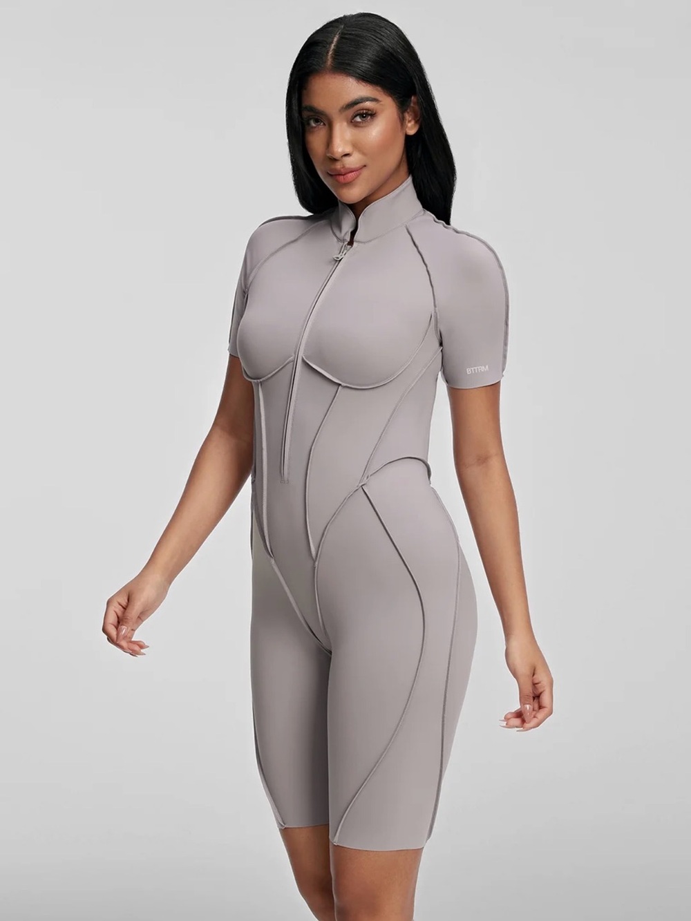 “Better Me” Iconic Catsuit Elegant Light Gray Jumpsuit with Open Back - S